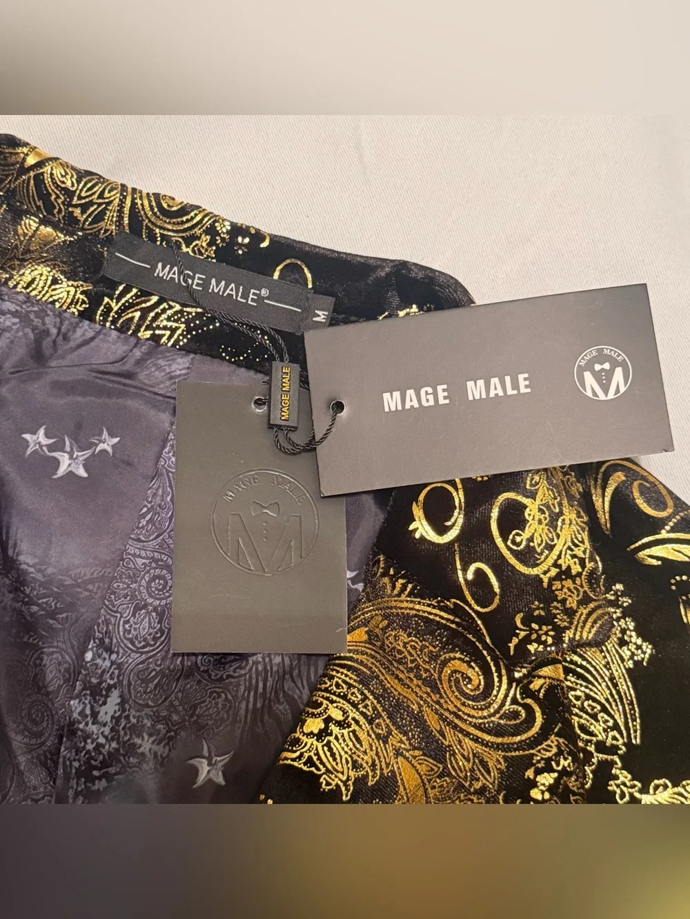 MAGE MALE Mens PartyFloral SuitJacket NotchedLapel SlimFit2-Button Size M NWT A5